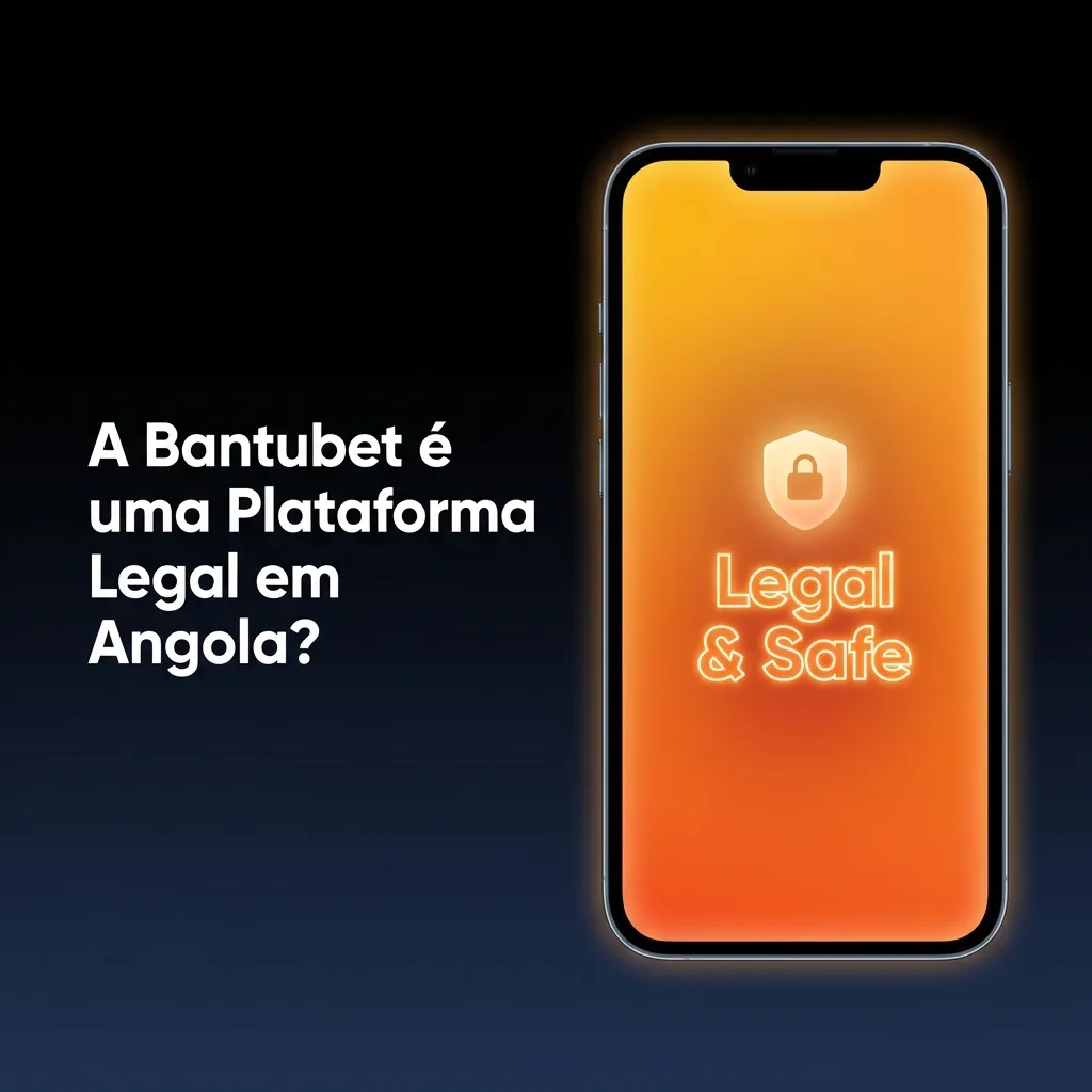 Ilustração da Bantubet em Angola com ícones de licença legal, segurança de dados e ferramentas de jogo responsável