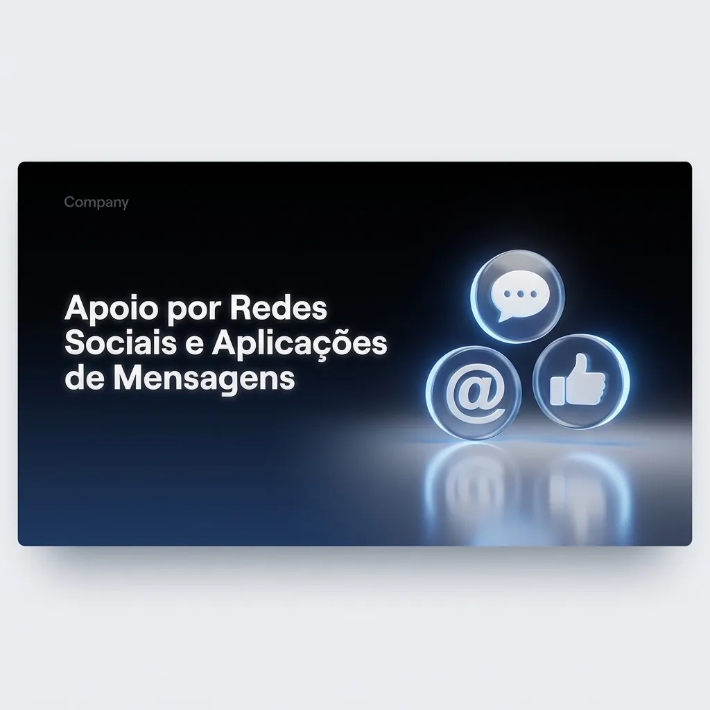 Ilustração de apoio ao cliente via WhatsApp, Telegram, Facebook Messenger e Instagram, destacando rapidez e segurança
