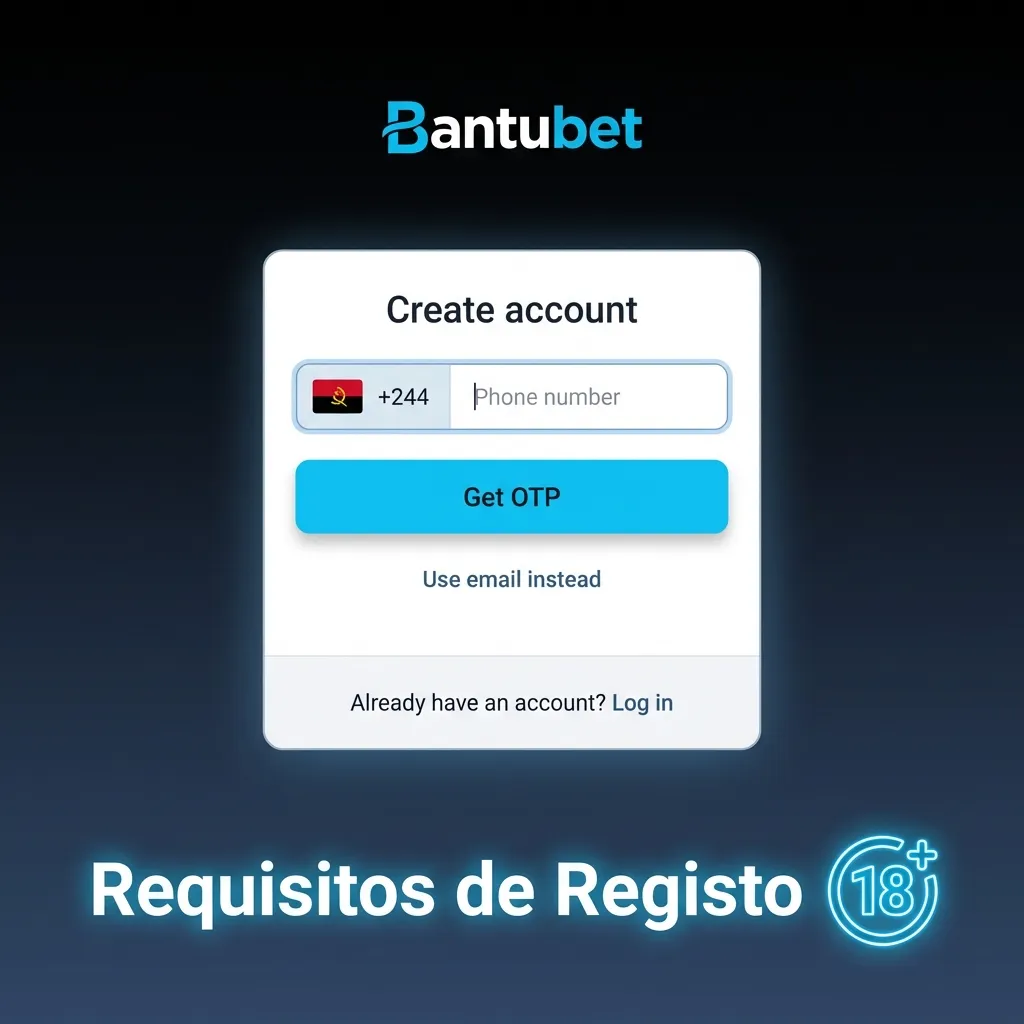 Ícone e texto em português explicando requisitos legais e de segurança para registo online de jogo em Angola