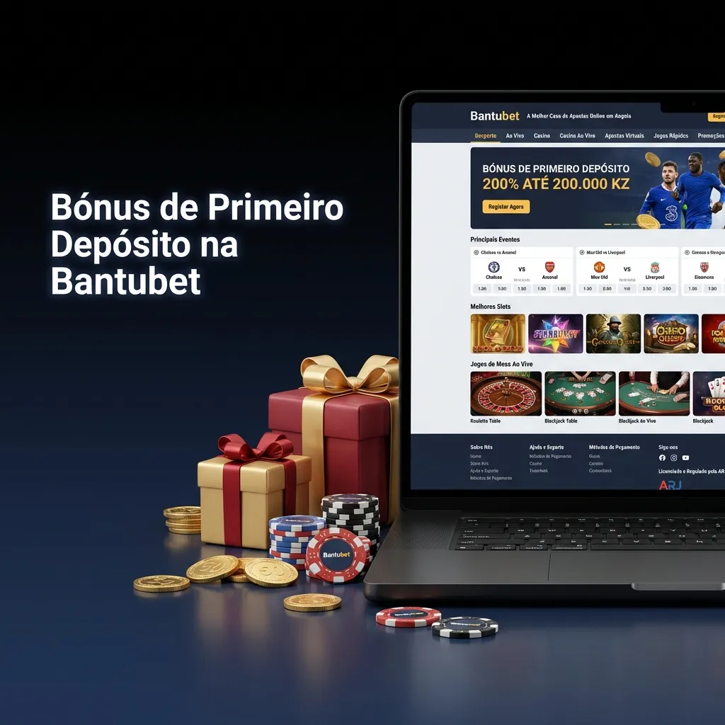 Banner da Bantubet anunciando bónus de primeiro depósito de 200% até 100.000 Kz para casino