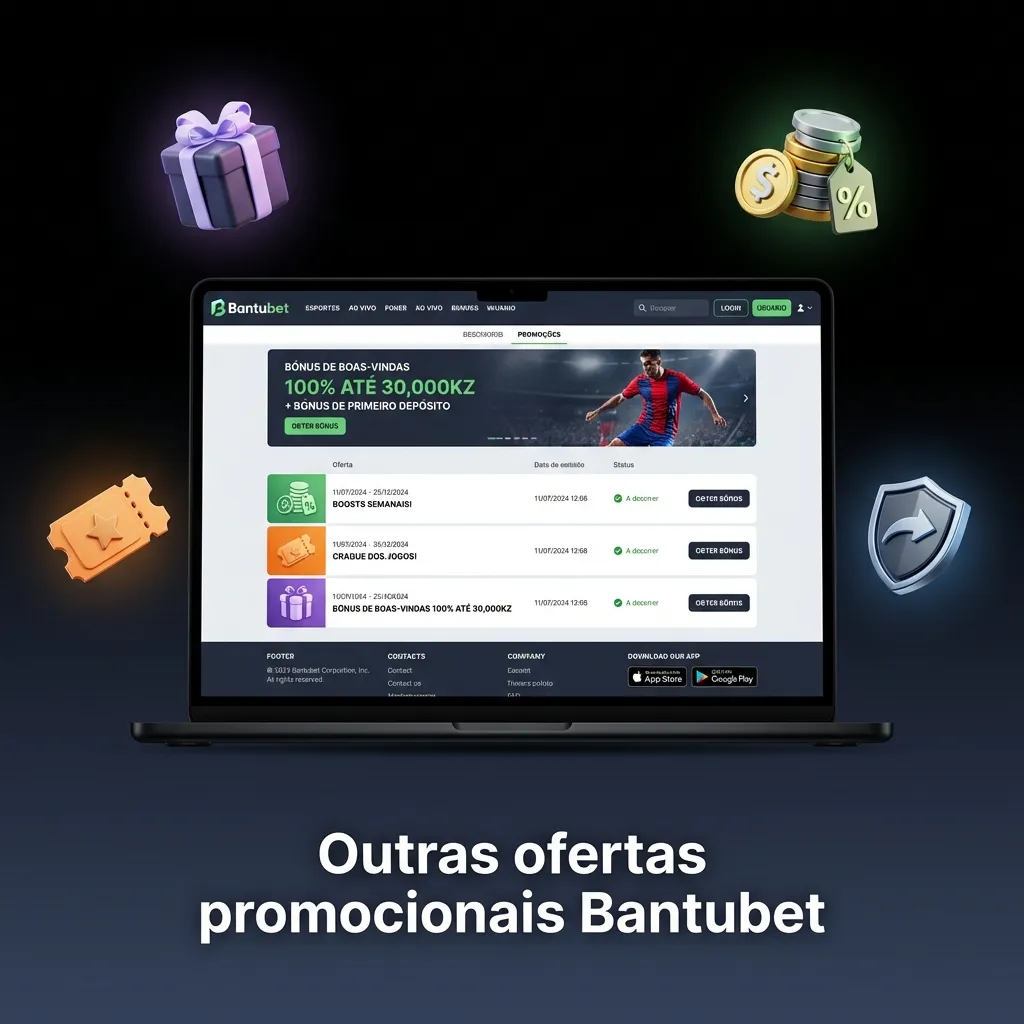 Banner Bantubet destacando código promo 2025 e tabela de ofertas de bónus para casino e apostas desportivas